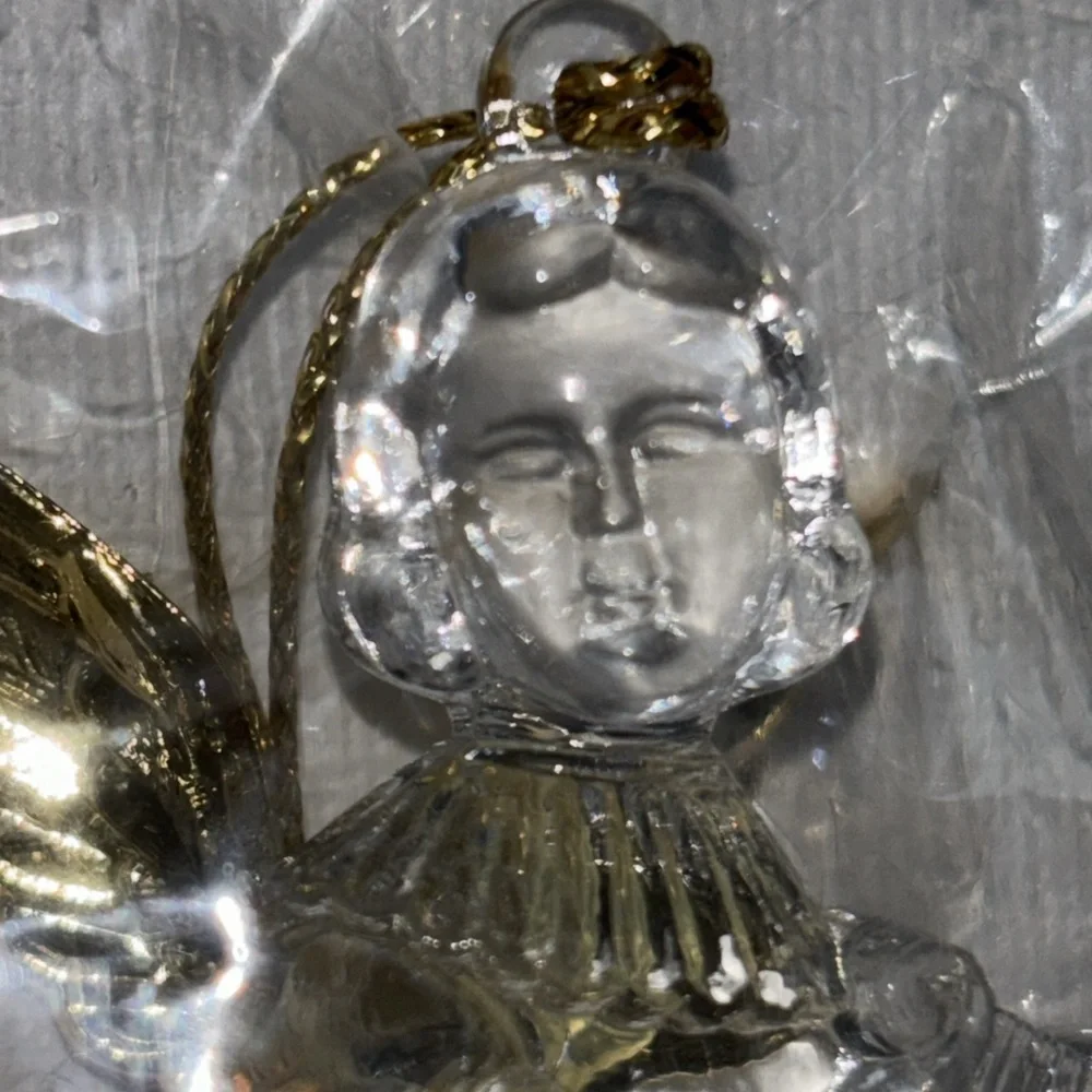 Clear Angel Ornament Set of Three Vintage Clear Angel Ornaments VTG NEW ROMAN